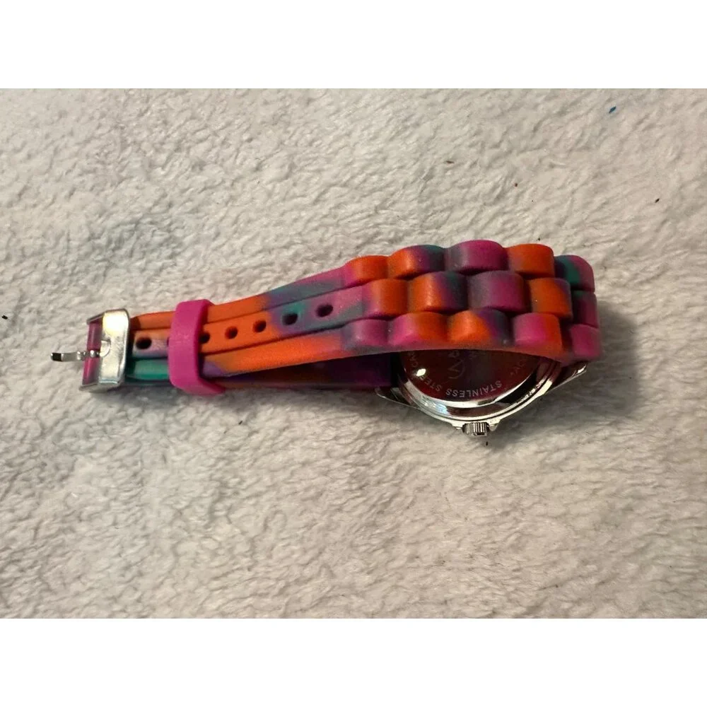 Accutime Women's Multi-color‎ Rainbow Flower Silicone Analog Quartz Watch